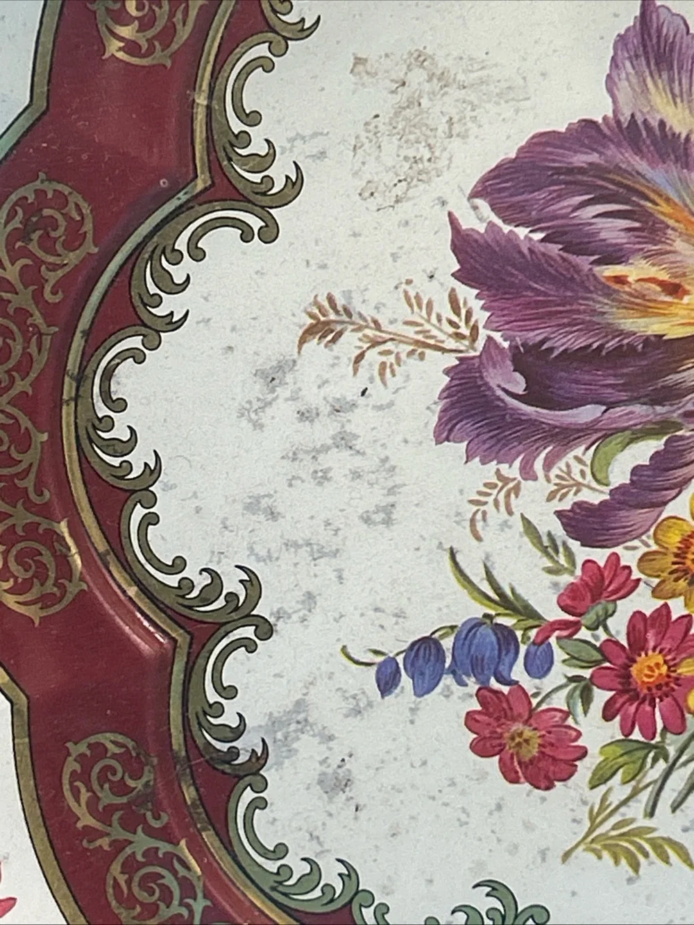 Vintage Floral Decorative Serving Platter - Multicolor made of TIN
